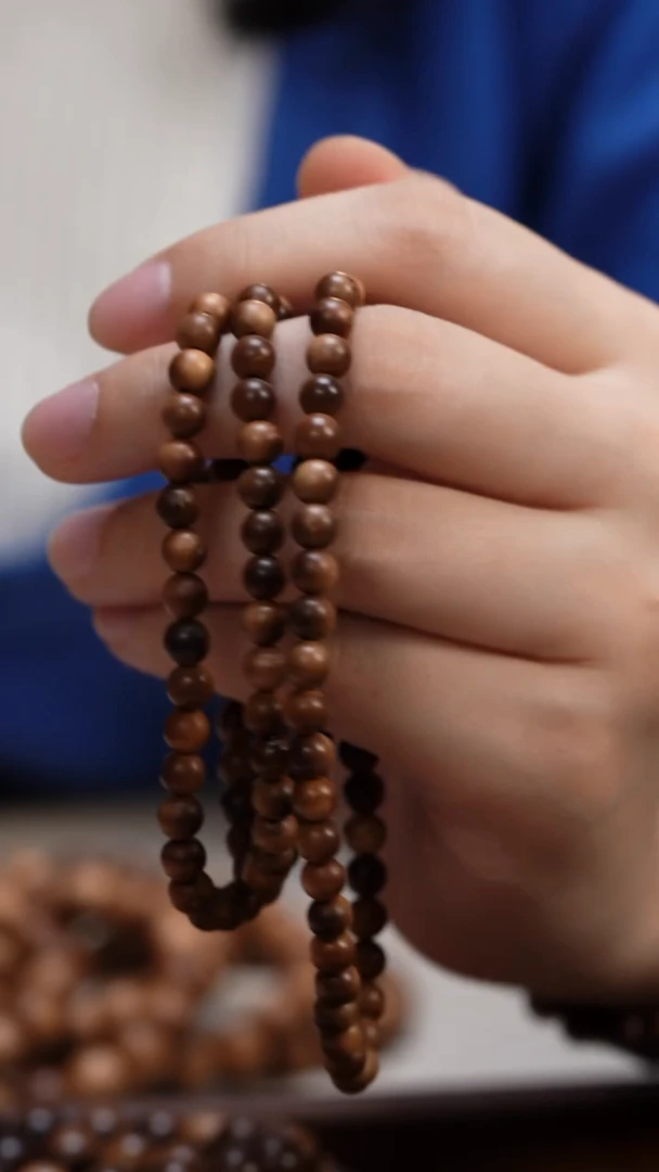 檀香木手串/手链老山檀香0.6圆珠多圈108颗瑕疵