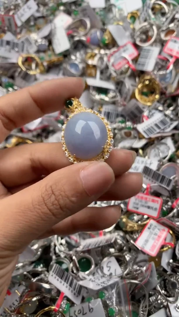 银S925镶嵌戒指翡翠555              2