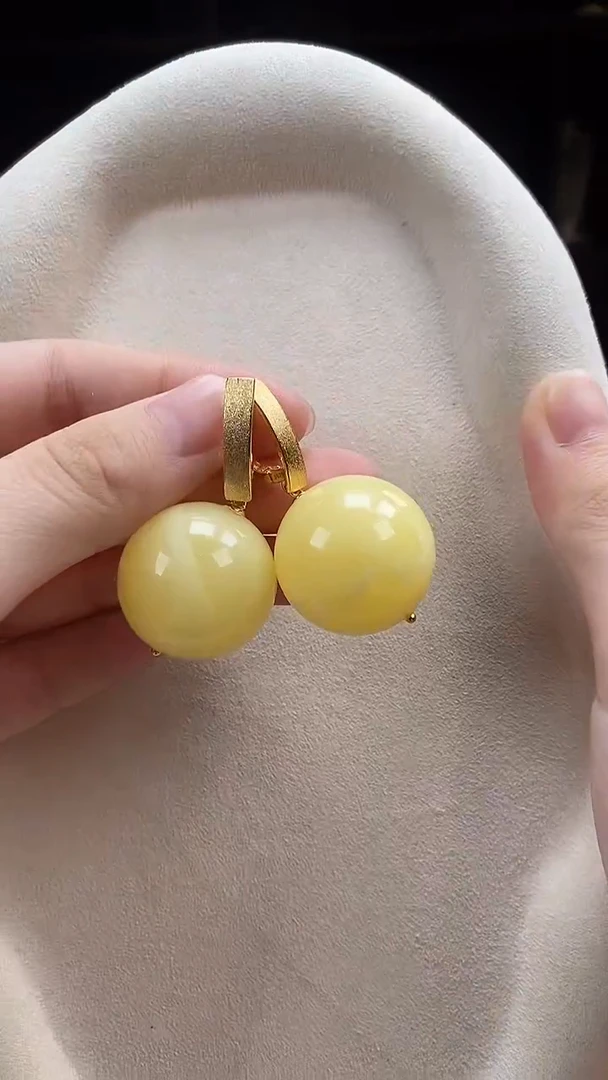 琥珀未镶嵌耳饰耳环