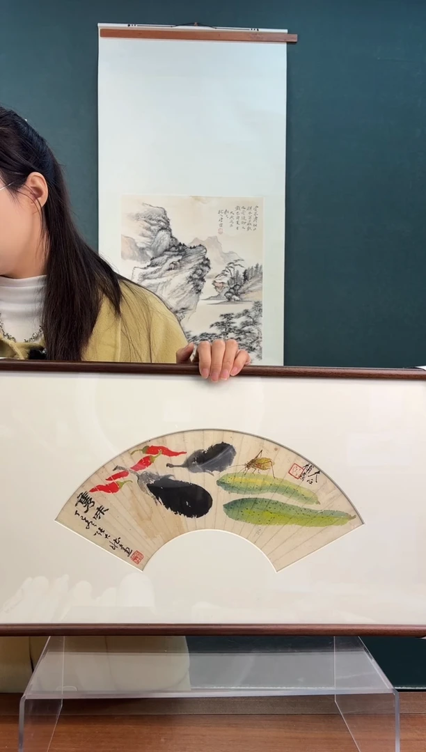 书法云***?张老师唐老师合作 带框扇面
