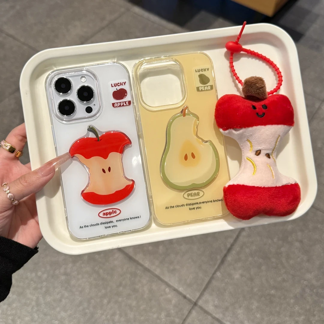 立体梨子苹果核亚克力贴件适用iPhone16手机壳华为vivo小米15oppo