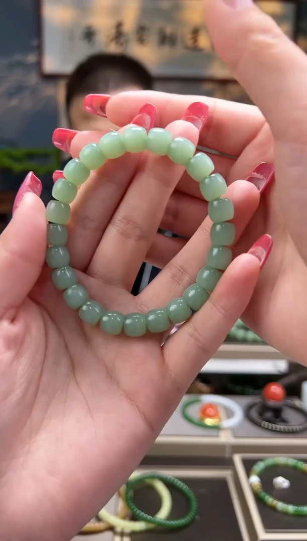 【闪购商品】和田玉手串未镶嵌粉晴卡9mm