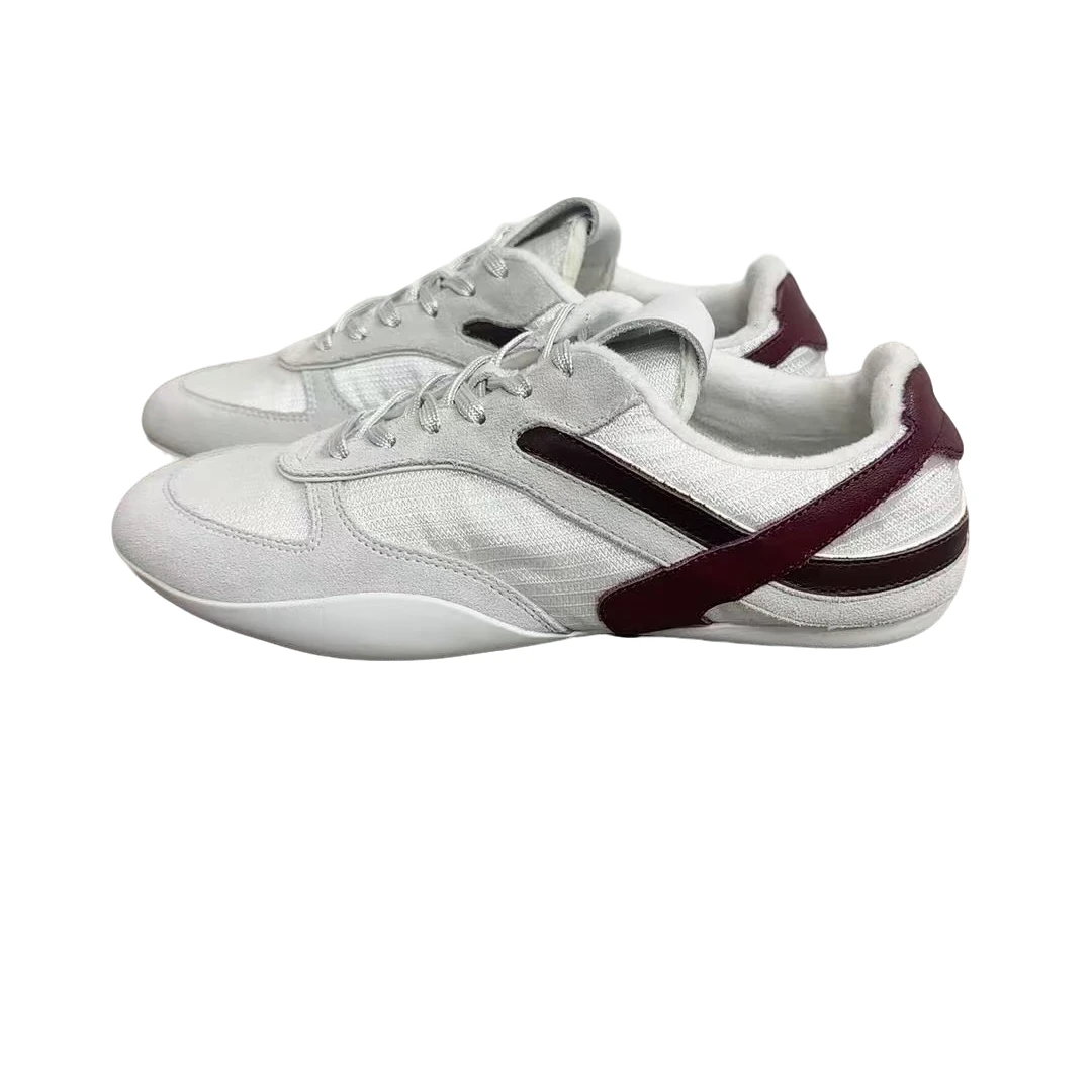 新款复古时尚百搭拼色系带圆头拼色休闲系带跑步舒适休闲德训鞋