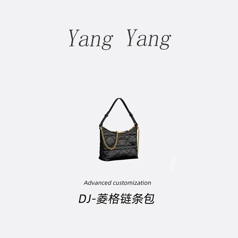 【羊羊女包】8295/8293黑色大小号菱格链条手袋包迪经典斜挎包