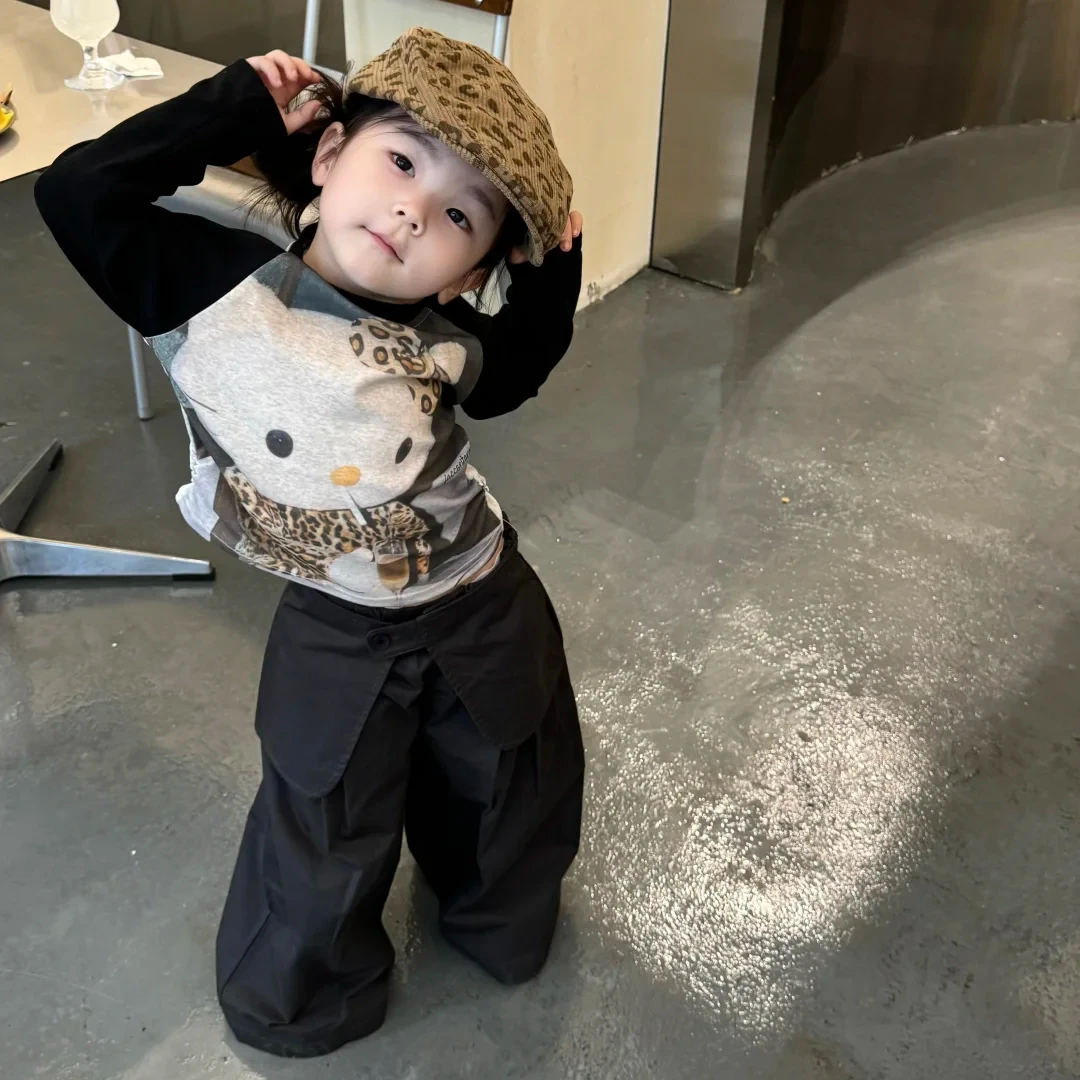 壹妈韩版童装女童早秋穿搭套装洋气儿童时髦百搭kt猫t恤上衣长裤