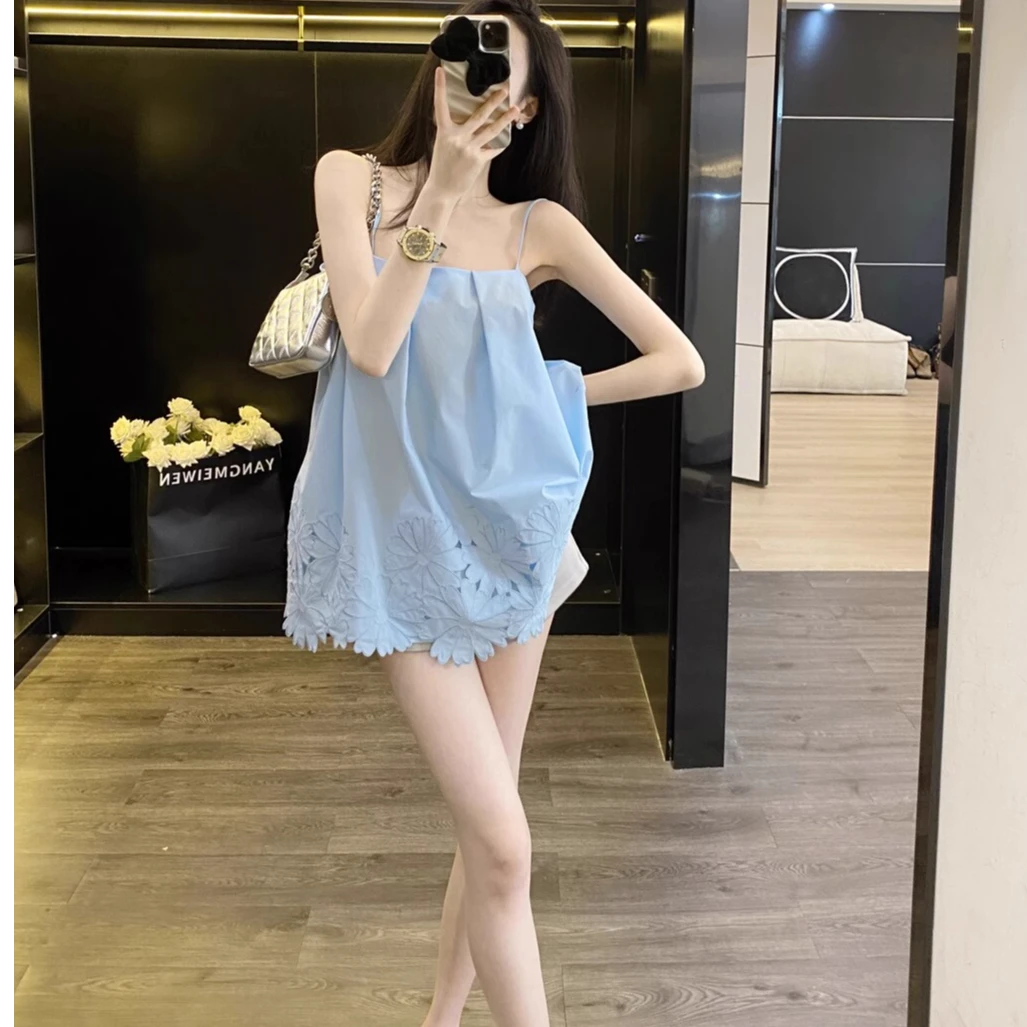【现货】背心女夏外穿2025新款清新独特超好看度假风绣花吊带上衣女