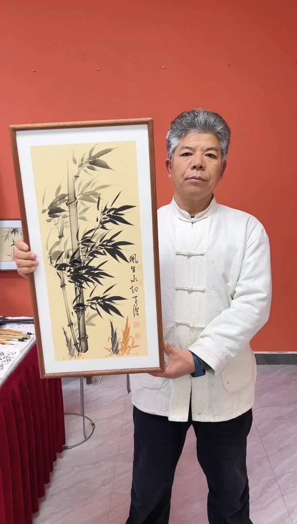 书法张富民手绘作品/风生水起//古宣（乌檀木外框）35*70cm左右