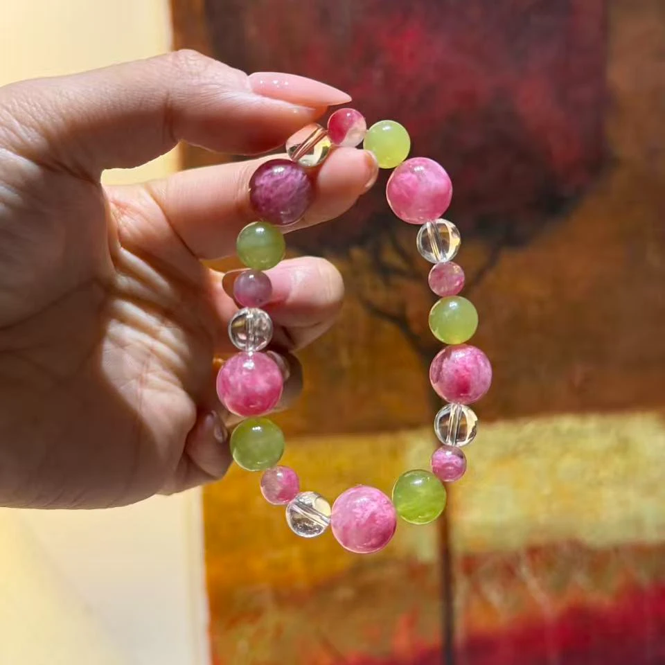 樱花雨12mm＋岫玉10mm＋白水晶10mm