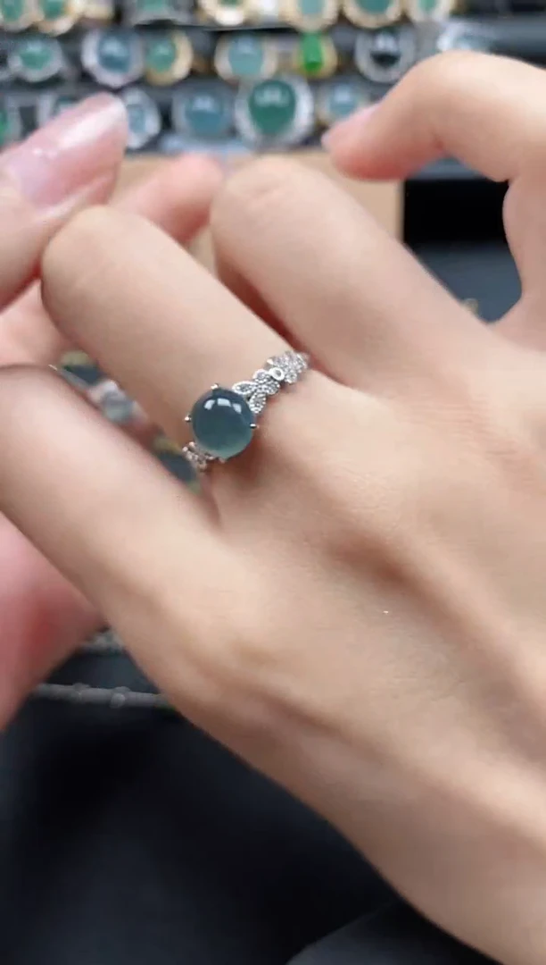 翡翠戒指银S925镶嵌51511