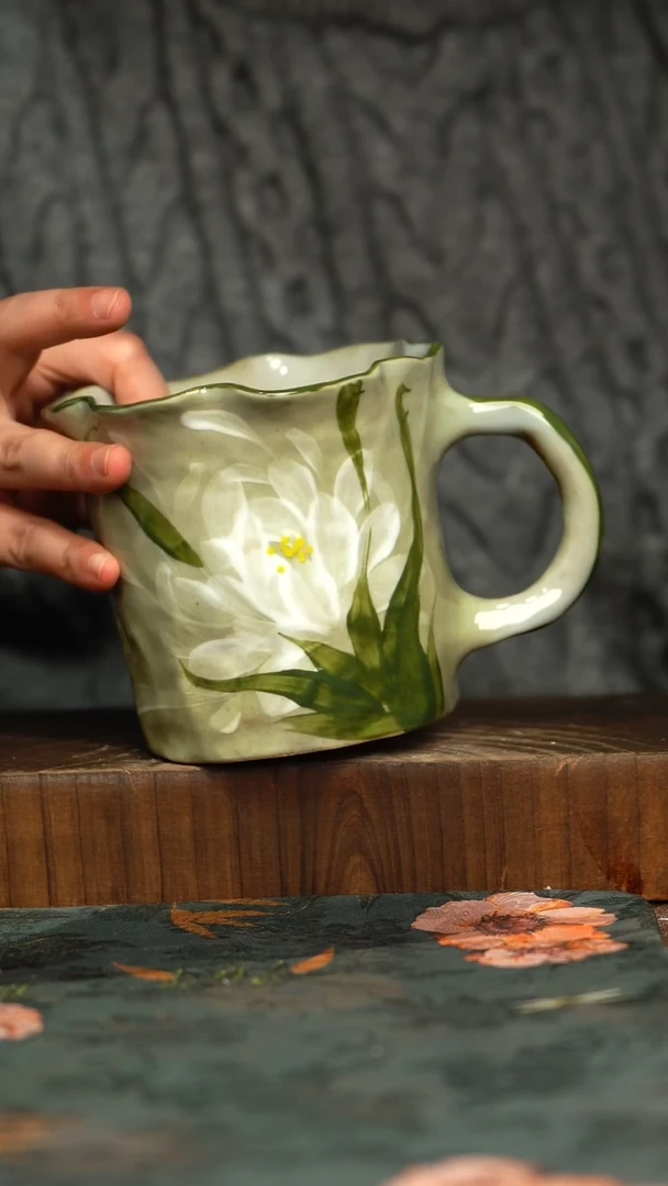 杯釉下彩手工手绘同款陶器