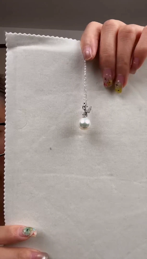 吊坠(赠链)银S925镶嵌淡水珍珠淡水珍珠蝴蝶吊坠