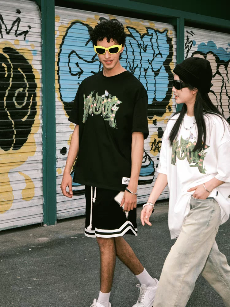 WAITINGWAVE青仓  绿植印花Logo短袖T恤 男女同款DX022