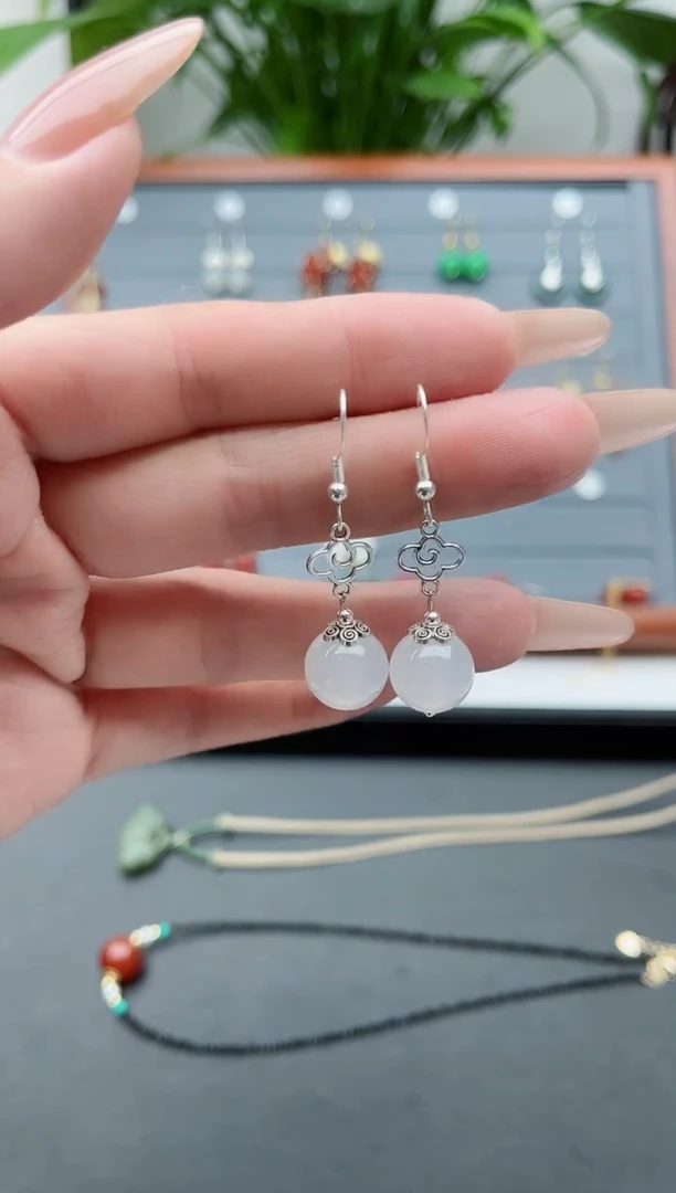 【闪购商品】玛瑙/玉髓耳饰银S925镶嵌630