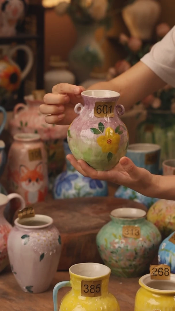 陶瓷601景德镇设计师手作花器摆件侘寂风