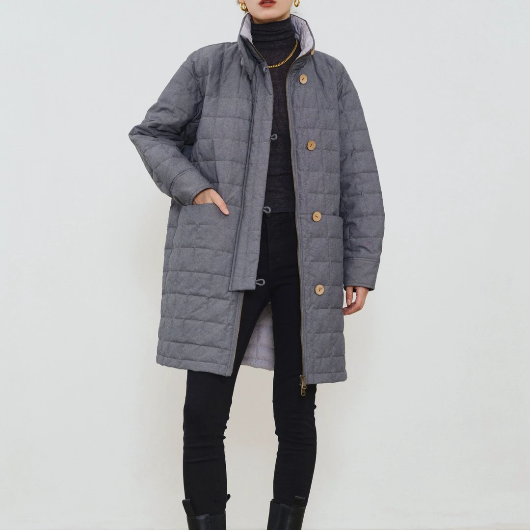 【吴姐定制】CSM-TD208时尚经典款女士长款保暖白鸭绒外套