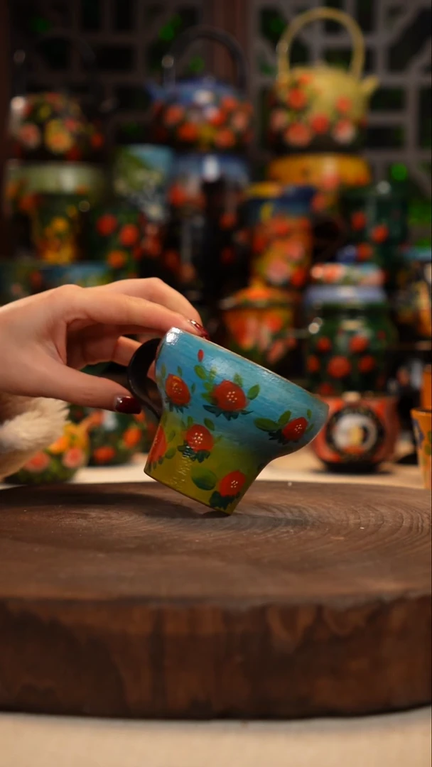 紫砂油画手绘釉下彩