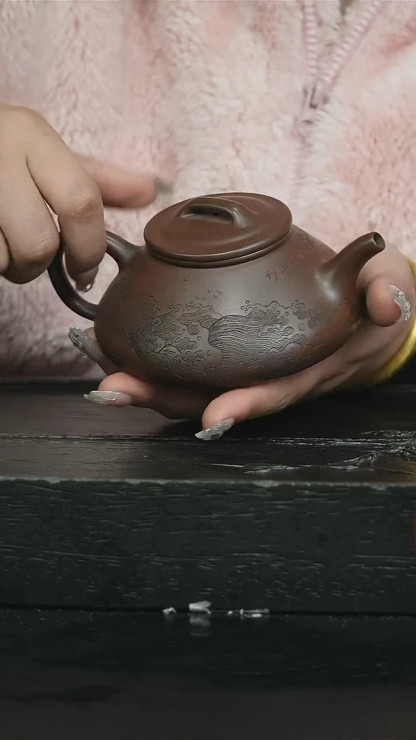 【闪购商品】紫砂茶壶革紫泥刻绘武瓢