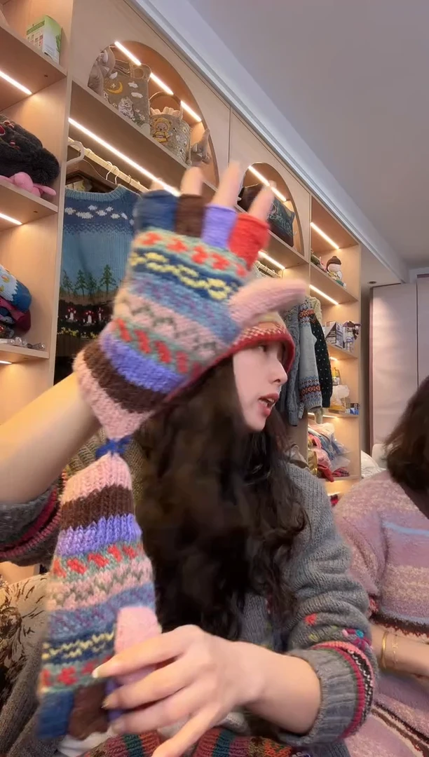 羊毛林**夕百羊毛五指手套B756