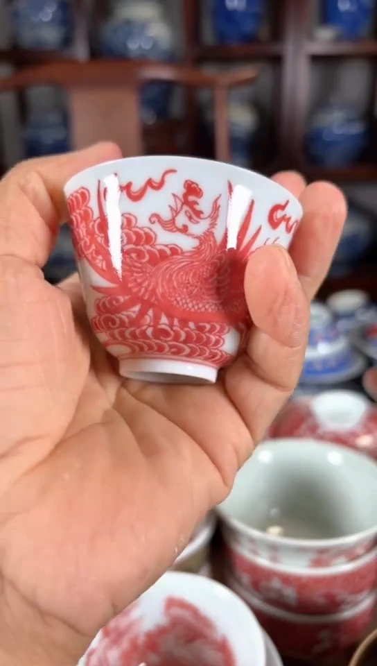 柴窑玉泥凤纹杯杯