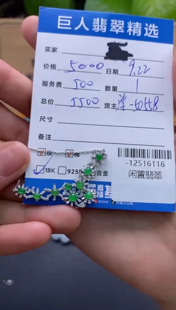 颈饰18K金镶嵌翡翠鲜*-12516116