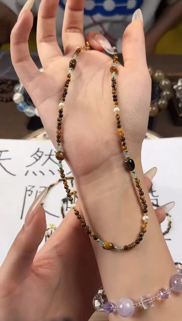 未镶嵌项链水晶水晶虎眼珠珠设计款项链