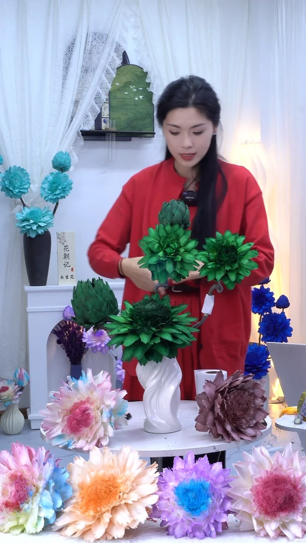 龙枣支洋蓟墨绿【带花瓶】