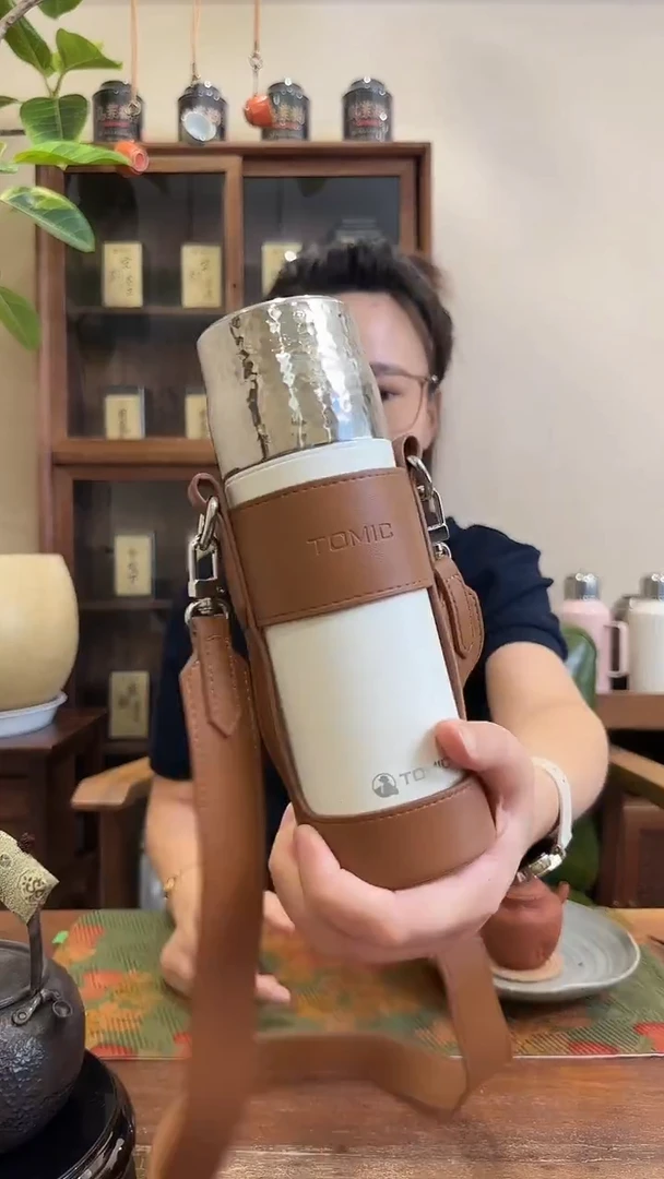 420ml陶瓷内胆锤纹焖茶杯+半包杯套