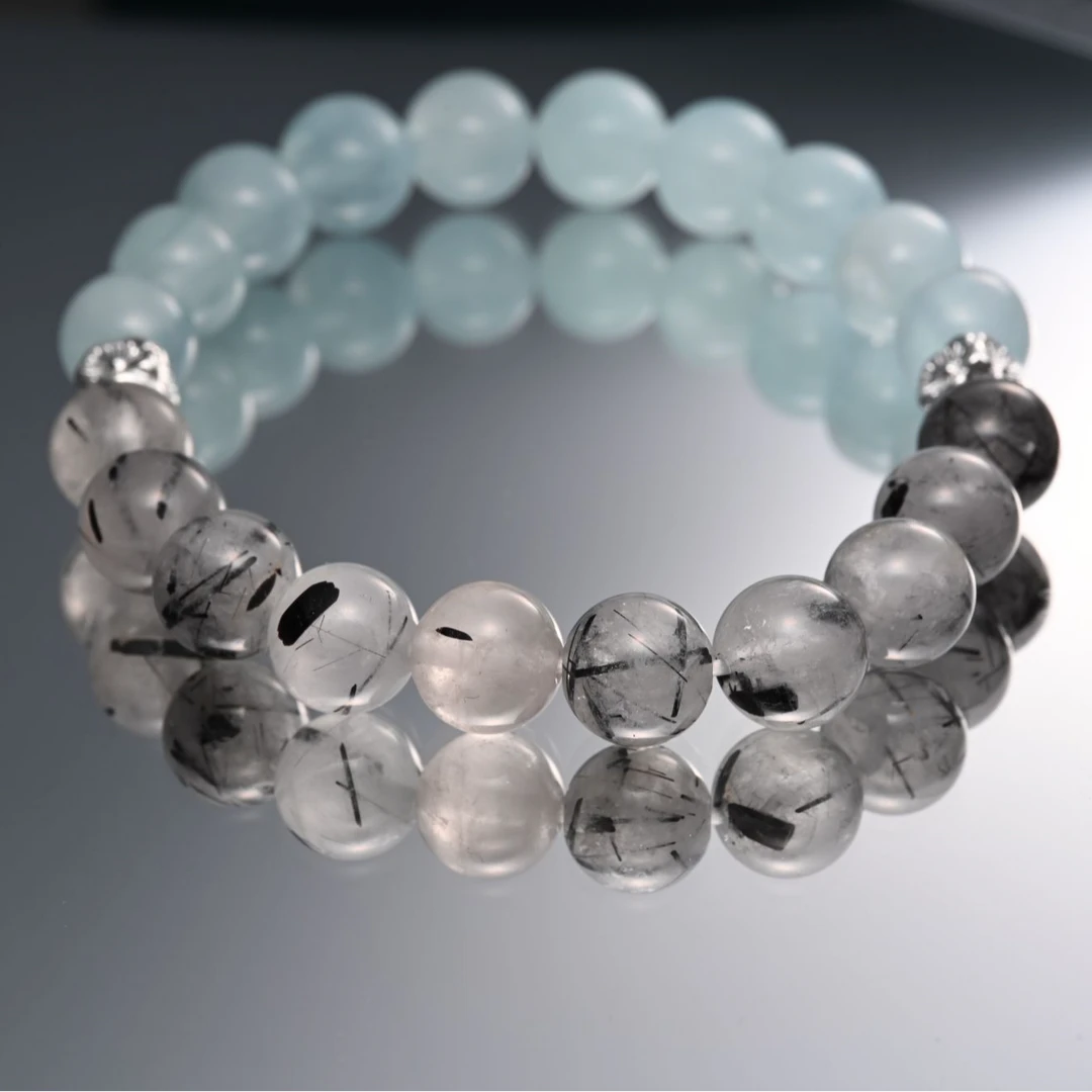 【墨蓝盾】黑发晶共生手串 （多样性发货）