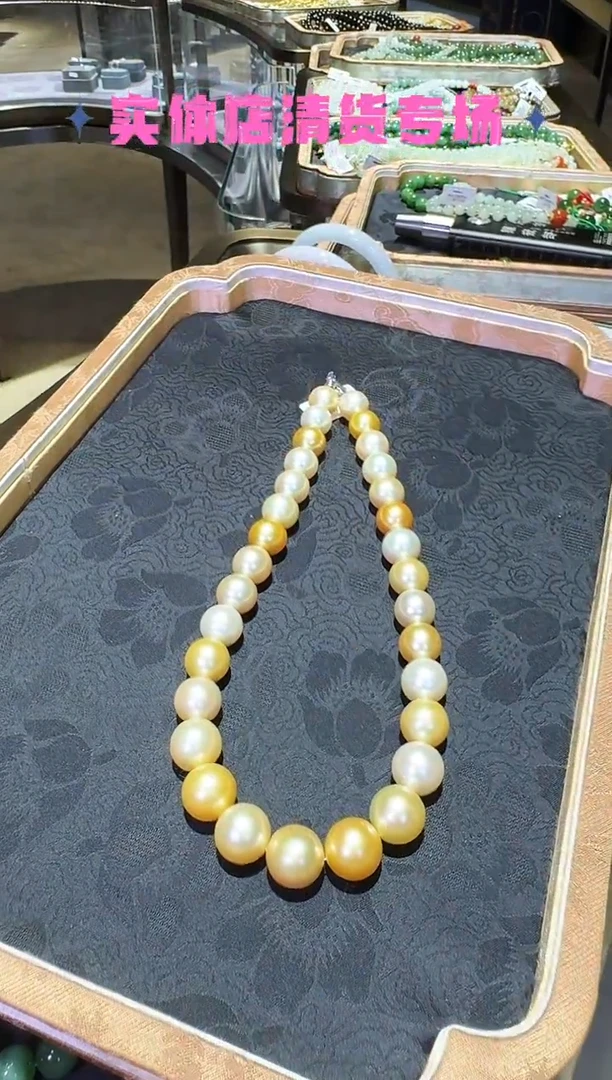 18K金镶嵌项链海水珍珠15【珠径11-15mm