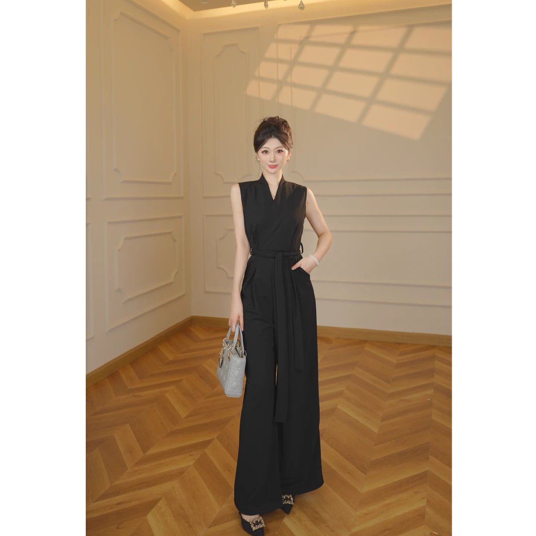 【张小小】2025新夏宽松显瘦阔腿裤女垂感长裤高级感连体裤D1738