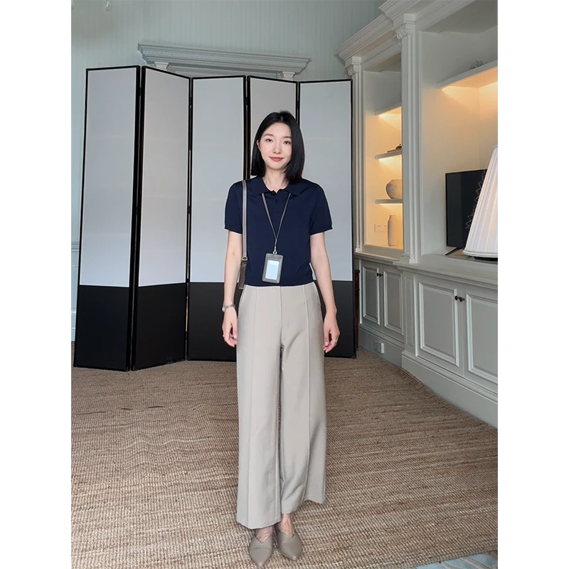 郭九九呢 100%天丝知识分子Polo衫短袖上衣直筒休闲裤 G925Y10154