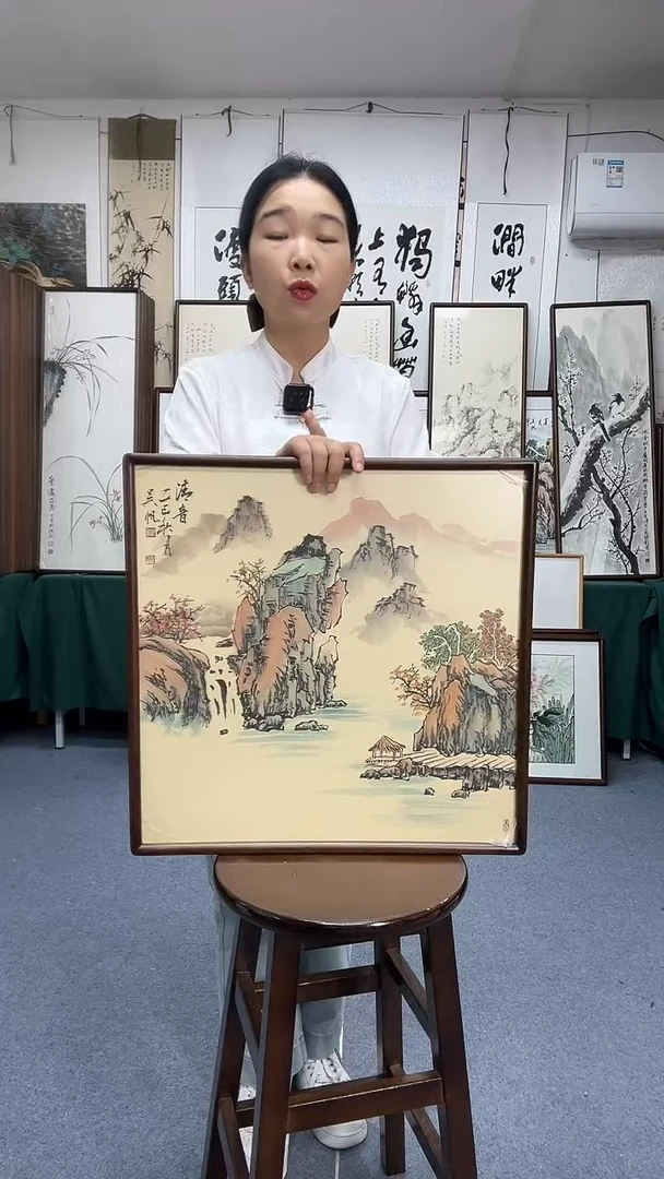 国画52*52实木画框京东包邮手绘