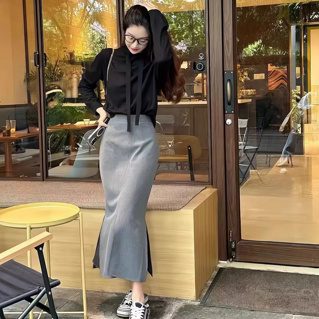 哥弟步步生花中长款开叉鱼尾半裙1200232