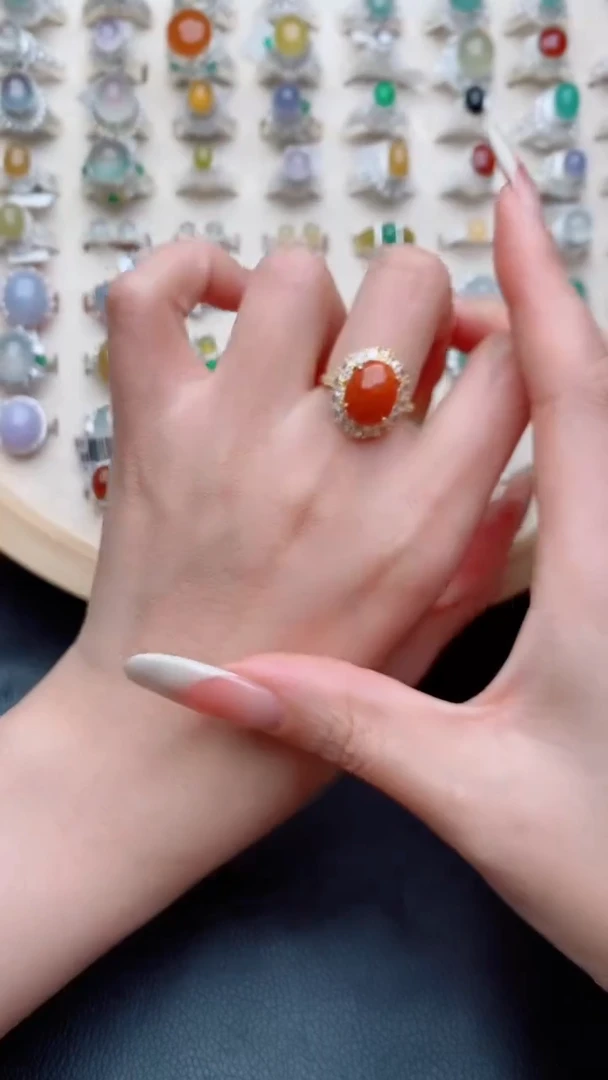 银S925镶嵌戒指翡翠...