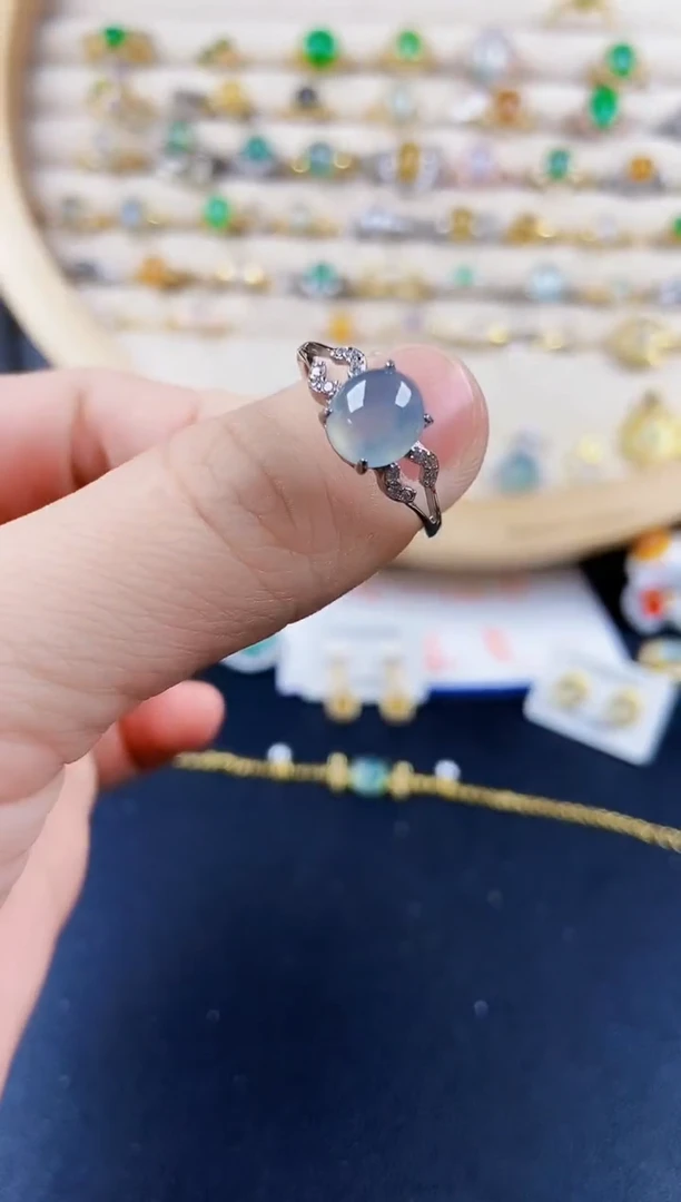 翡翠戒指银S925镶嵌4568988