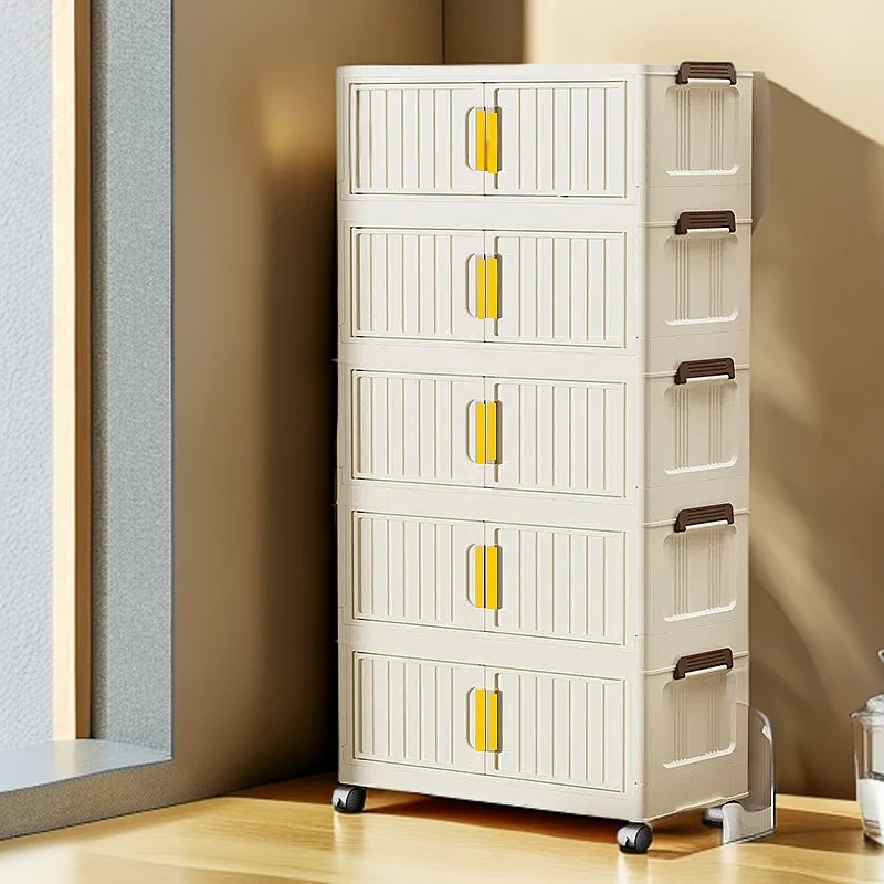 多功能折叠式收纳柜对开门客厅玩具储物柜整理卧室床头柜