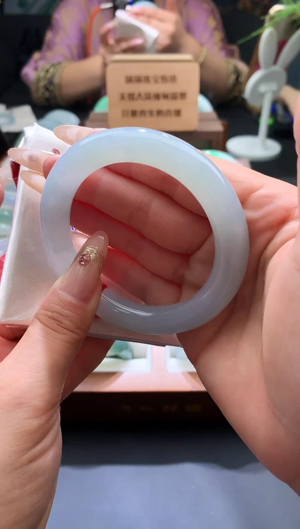 翡翠手镯未镶嵌55 圆条 晴水 7号