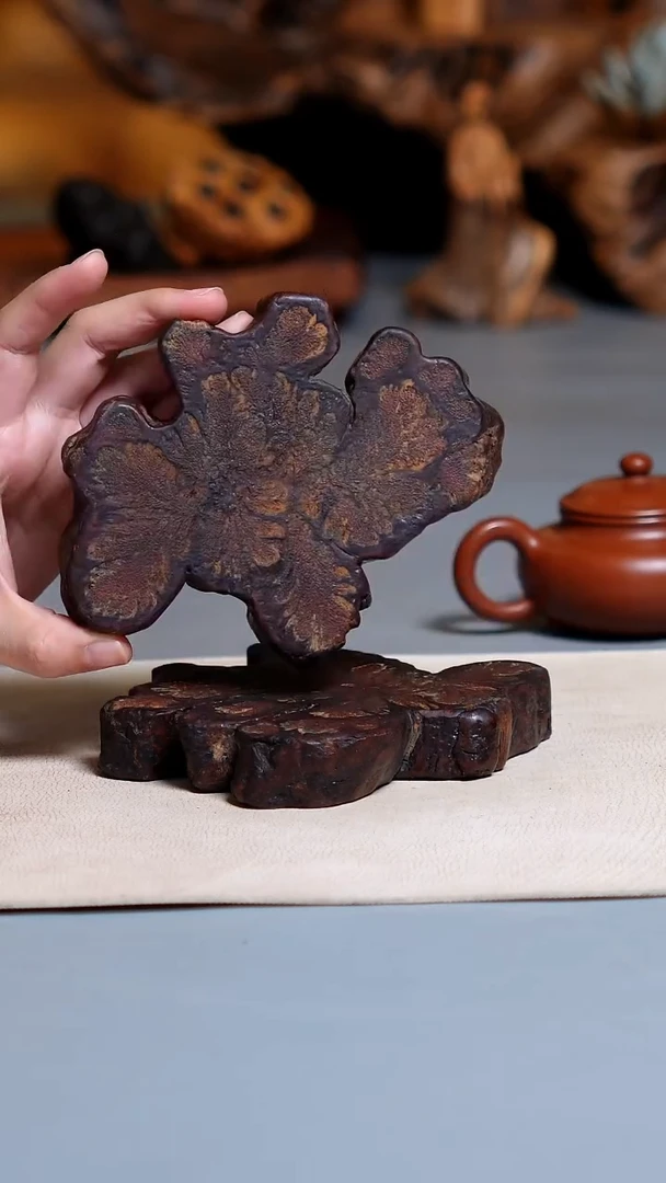 木一对九龙藤切片杯垫C2473