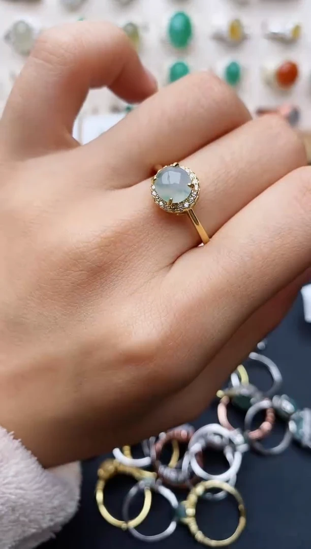 【闪购商品】翡翠戒指银S925镶嵌缅甸翡翠