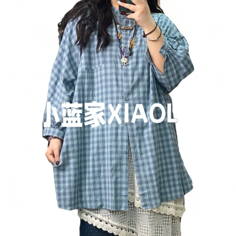 小蓝家夏季宽松大码条纹衬衫洋气内搭打底衫女款打底显瘦上衣2025