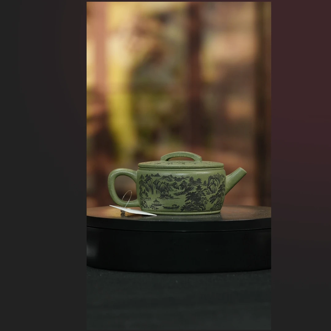 宜兴原矿豆青砂汉瓦紫砂壶