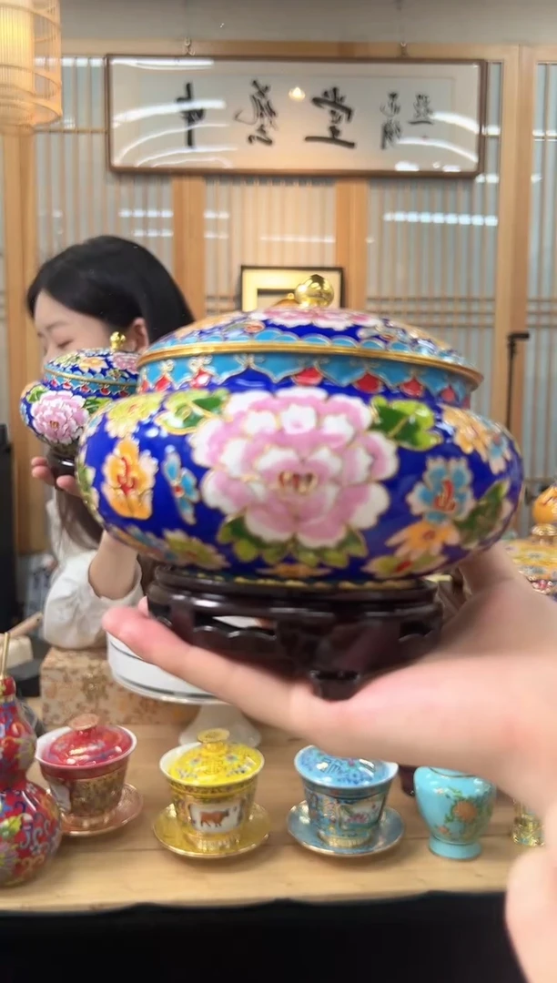 【闪购商品】景泰蓝花丝喜子罐6寸XZG002蓝