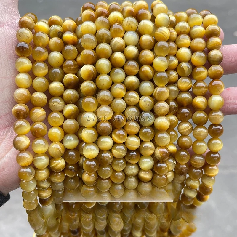 金虎眼石散珠diy饰品配件虎睛石虎眼石圆珠半成品5
