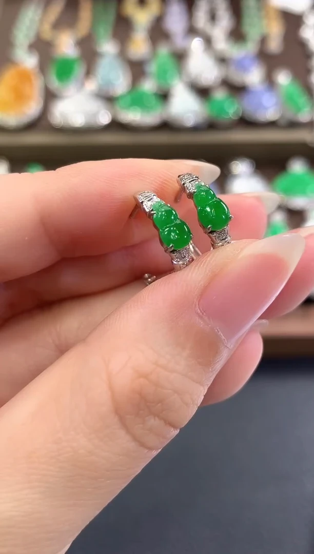 18K金镶嵌翡翠耳饰b83多样性一件发货