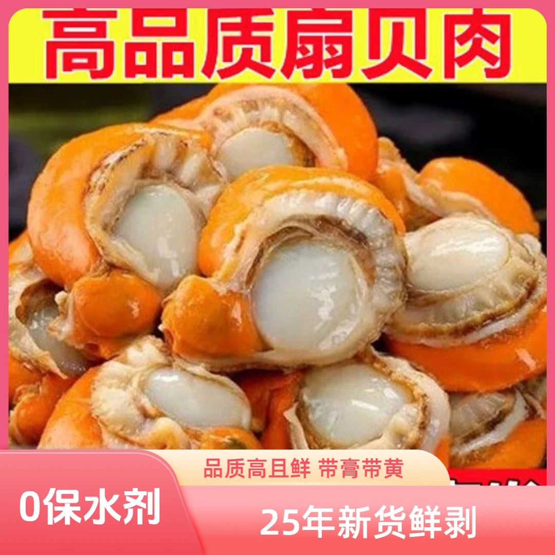 1新鲜大号高品质扇贝肉鲜剥野生整箱5斤扇贝肉正宗扇贝肉冰衣保鲜