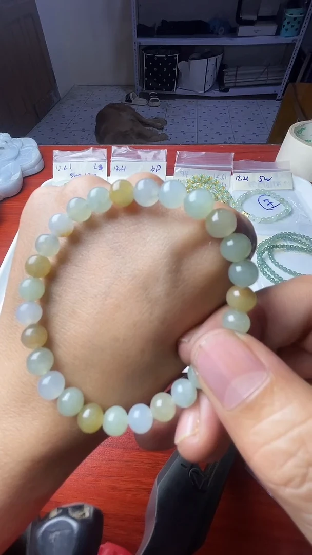 未镶嵌定制翡翠纳**.白月光➕冰黄手串