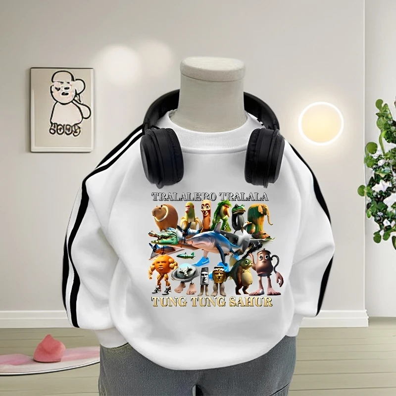 洋气新款潮酷山海经秋冬纯棉长袖痞帅童装儿童上衣三条杠T桖长袖