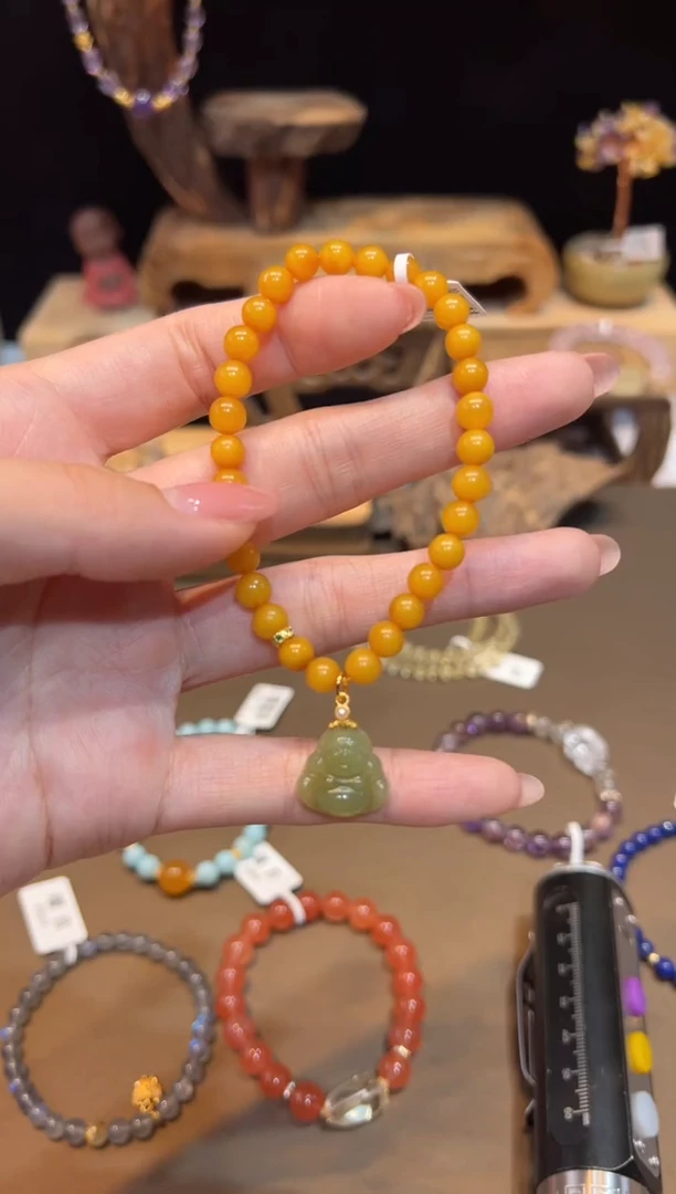 未镶嵌琥珀手链手饰@@E6929