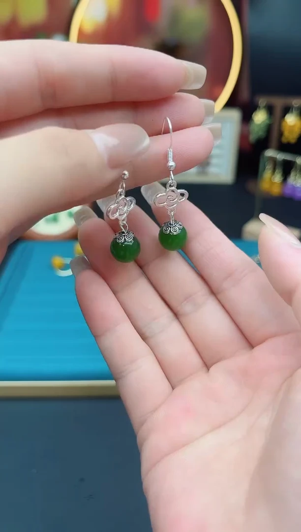 玛瑙/玉髓耳饰银S925镶嵌532000