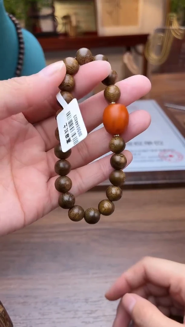 沉香手串手串【非遗】富森红土铁锈红沉08单圈设计